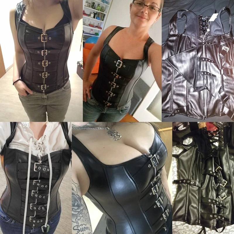 

6xl Plus Size Women Sexy Black Corset Top Steampunk Gothic Latex Corset Bustier Espartilho Waist Cincher Korsett Overbust Femme