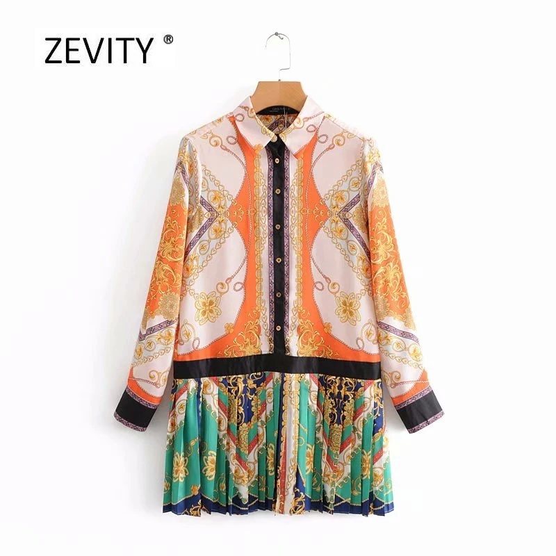 Женское винтажное платье с принтом повседневное облегающее Плиссированное мини