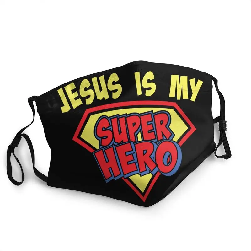 

Jesus Is My Superhero Mask Breathable Unisex Christianity Faith Christian Gift Mouth Face Mask Protection Respirator Muffle