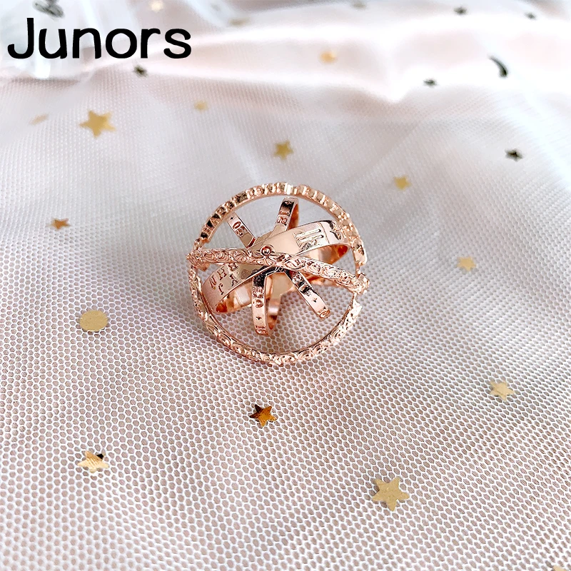 Женское астрономическое кольцо цвета розового золота креативное волнистое с