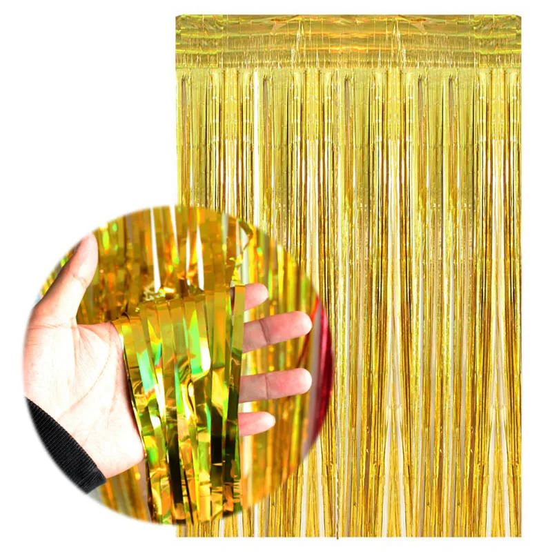 1pc gold Металлические Fringe фольга шторы с блестками счастливый год Счастливого Рождества Вечерние Декорации для украшения дома - Цвет: 1pc gold