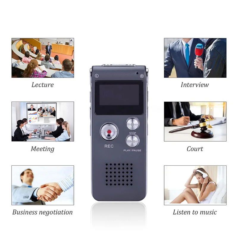 Миниатюрный цифровой диктофон 8 ГБ звуковой аудио mp3 плеер USB Перезаряжаемый