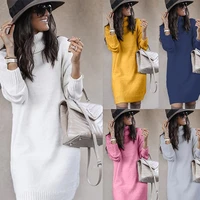 2021 european and american sweaters womens medium and long high neck sweater sweater coat