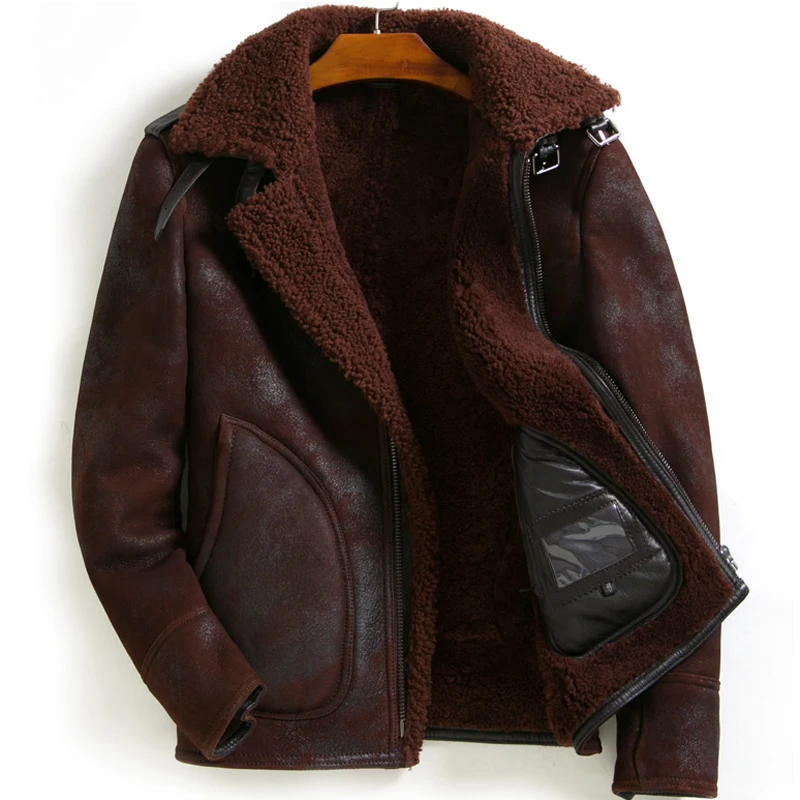 2021 Модные мужские b3 ВВС Пилот пальто из натуральной овечьей кожи Дубленки шерсть