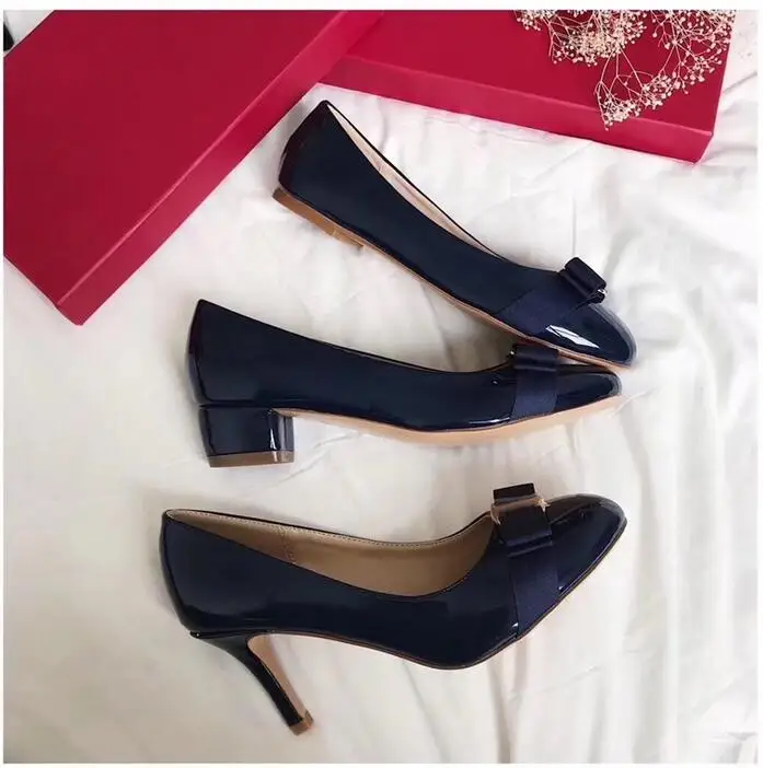 new hot bridal wedding shoes woman metal decoration pumps bowknot high heel designer brand chunky heels shoes ladies dress pumps free global shipping