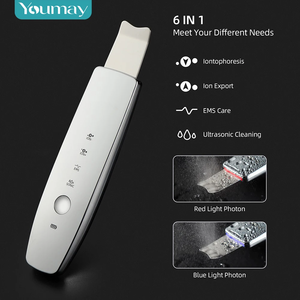 Ультразвуковая лопатка для пилинга и отшелушивания черных точек 6 в 1 | Красота