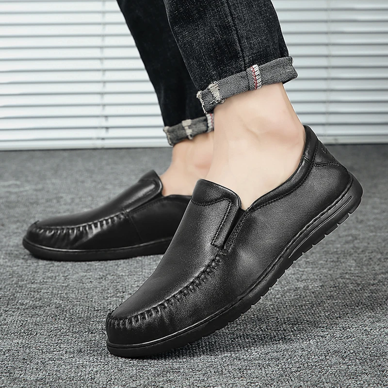 

Casual Male Shoe Zapatos Hombre Casual Cuero Men Black Shoes For 2020 New Breathable Fashion Mens Hot Sale Leather