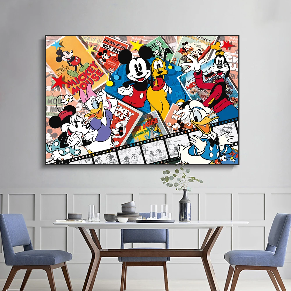 Disney мультфильм персонажи Микки Маус холст печать плакат настенное искусство