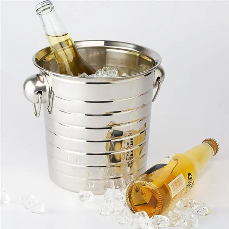 

3L Stainless Steel Ice Bucket Nightclub Light Up Champagne Whiskey Beer Bucket Wine Beer Cooler Champagne Ice Storage Bucket