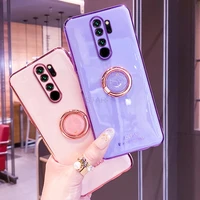 Luxury Ring Holder Mirror Phone Case For Xiaomi Redmi Note Pro Note8 8pro Plating Stand Soft Silicone Back Cover