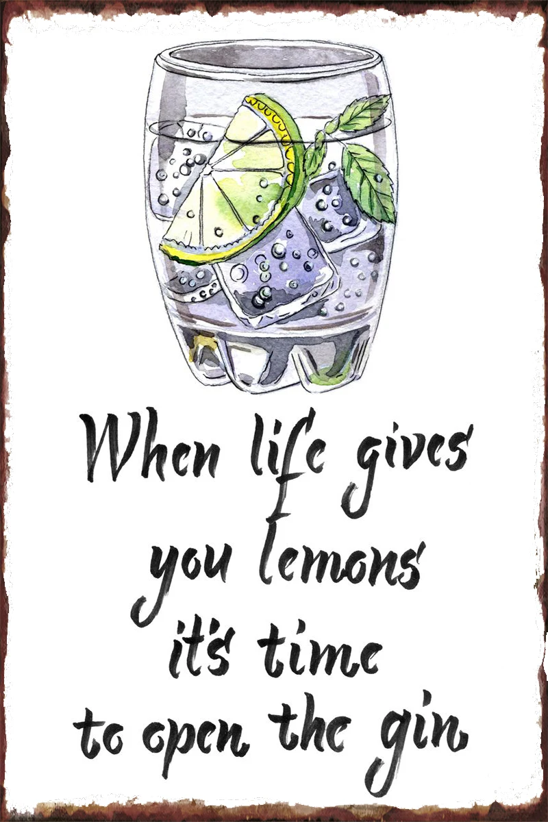 

Жестяная ретро-табличка «когда жизнь дает вам лимоны»