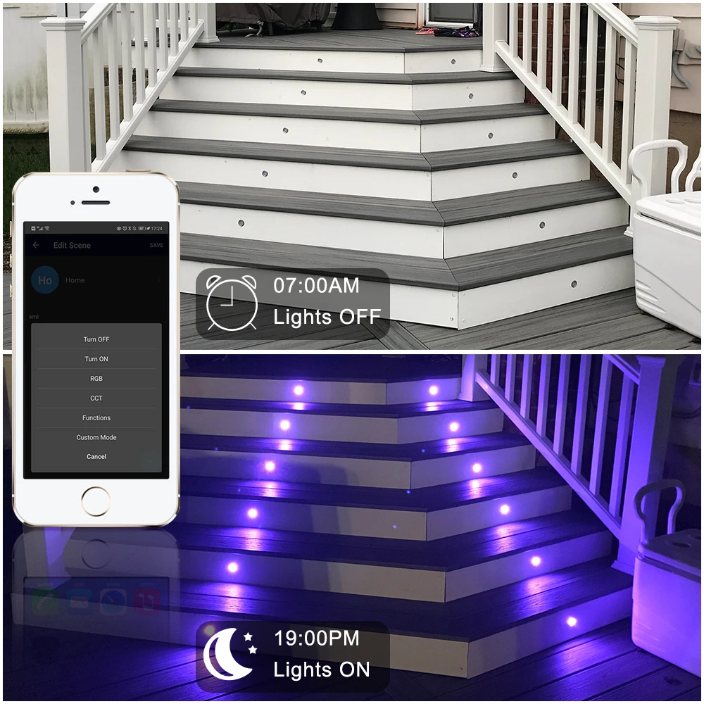 20X61mm 12V RGB RGBW Teresa светодиодный светильник для лестничных колодок с понижающими шаговыми лампами, Водонепроницаемый wifi Bluetooth контроллер с сеткой, таймер, диммер