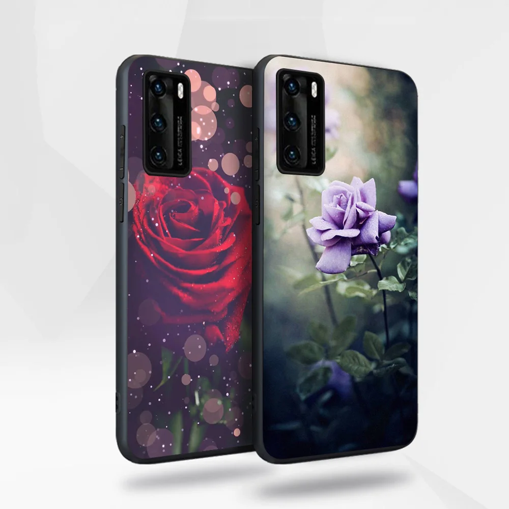 

Flower Rose Case for Huawei P40 P30 P20 Honor 30 20 10 30S Mate 40 30 20 Lite Pro P Smart Plus 2019 Soft Silicone TPU Back Funda
