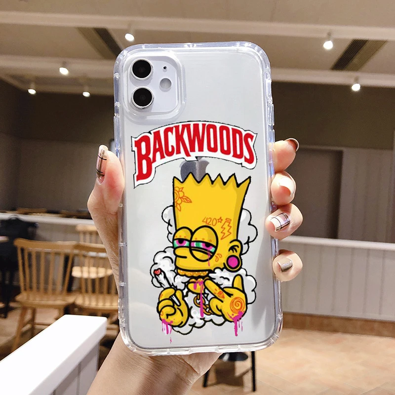 

PUNQZY Cartoon los Simpsons Funny Phone Case For iPhone 12 pro MAX XR XS MAX 7 PLUS 11 pro Anti-fall protection Soft TPU Case