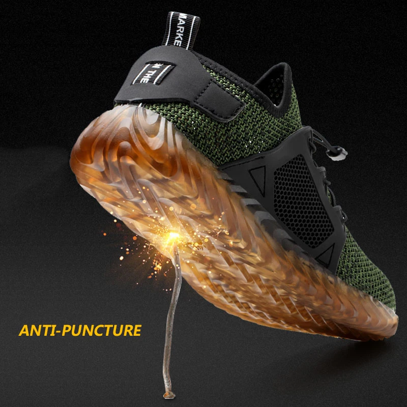 Прямая поставка Мужские уличные защитные ботинки Дышащие со стальным носком и