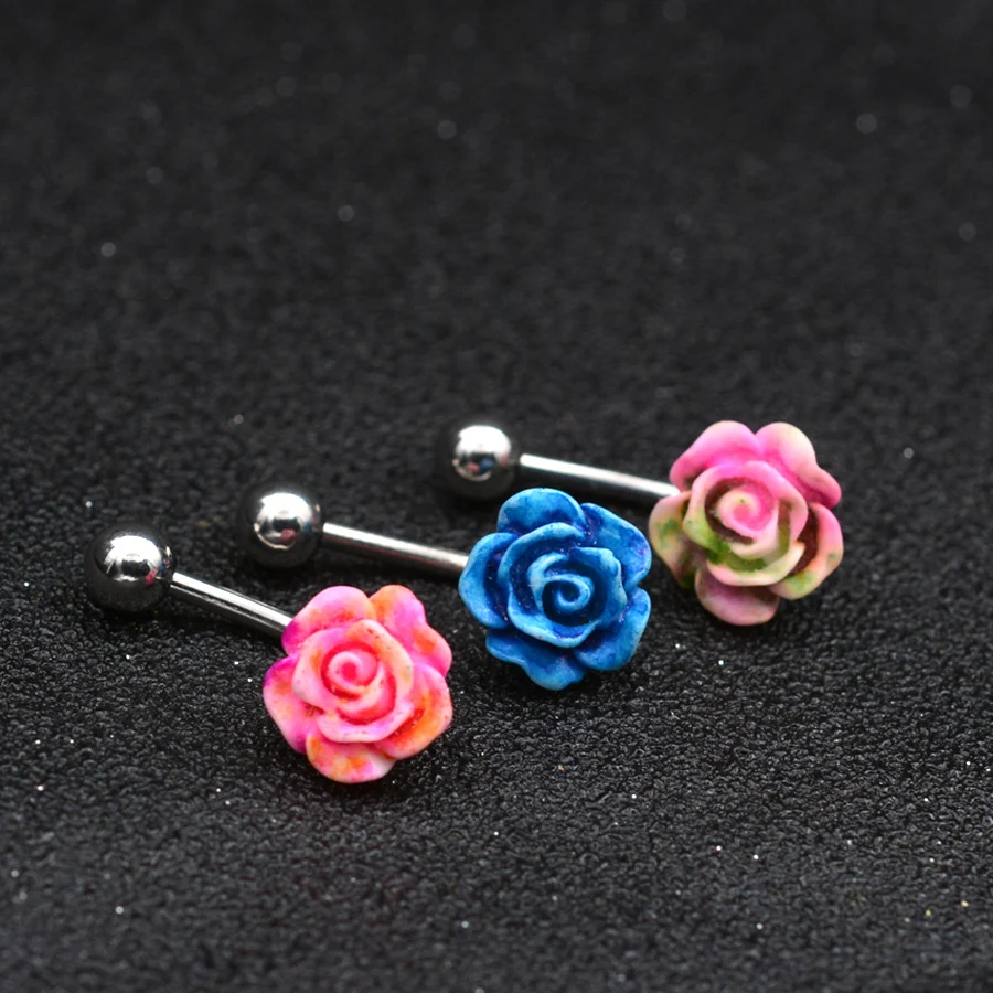 1 шт. акриловый цветок случайного цвета хирургическая стальная штанга для