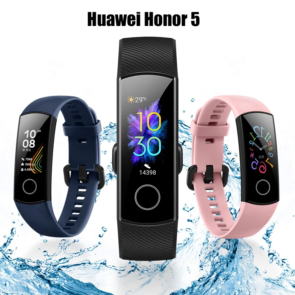 Умный Браслет huawei Honor Band 5 NFC, оксиметр AMOLED, сенсорный цветной экран, для плавания, для обнаружения осанки, водонепроницаемый браслет Honor Band 5