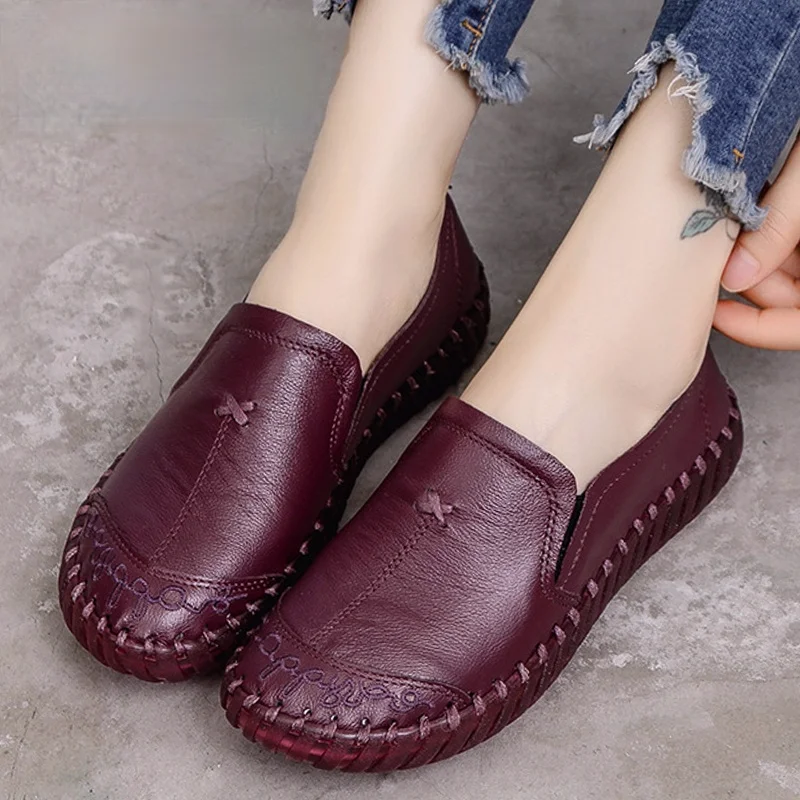 

2021 New Fashion Women Shoes Genuine Leather Loafers Women Casual Shoes Soft Comfortable Shoes Women Flats