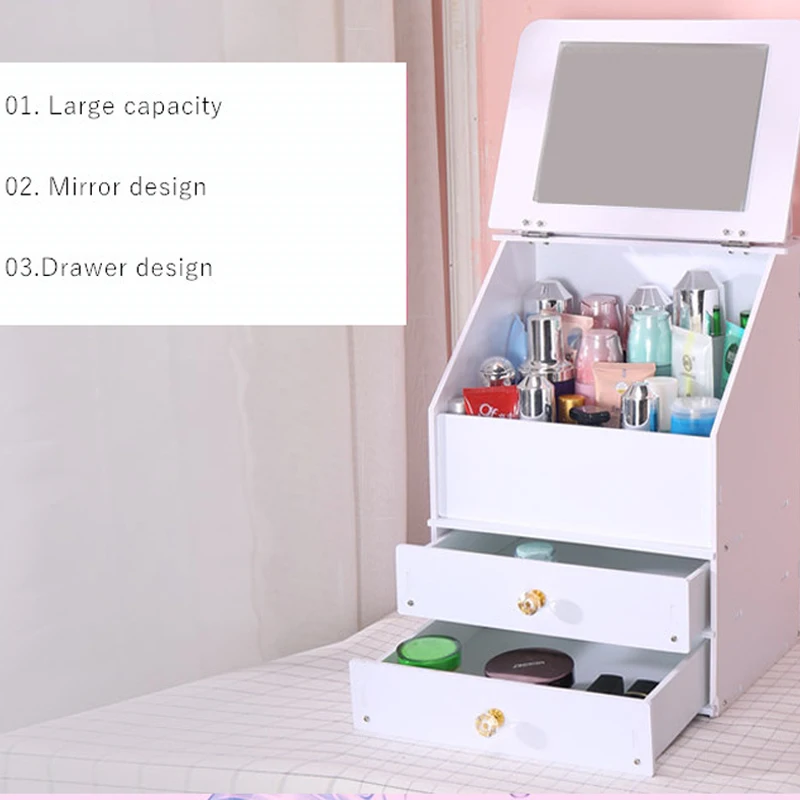 Косметики Витринного шкафа ящика Макияж Организатор большой емкости для