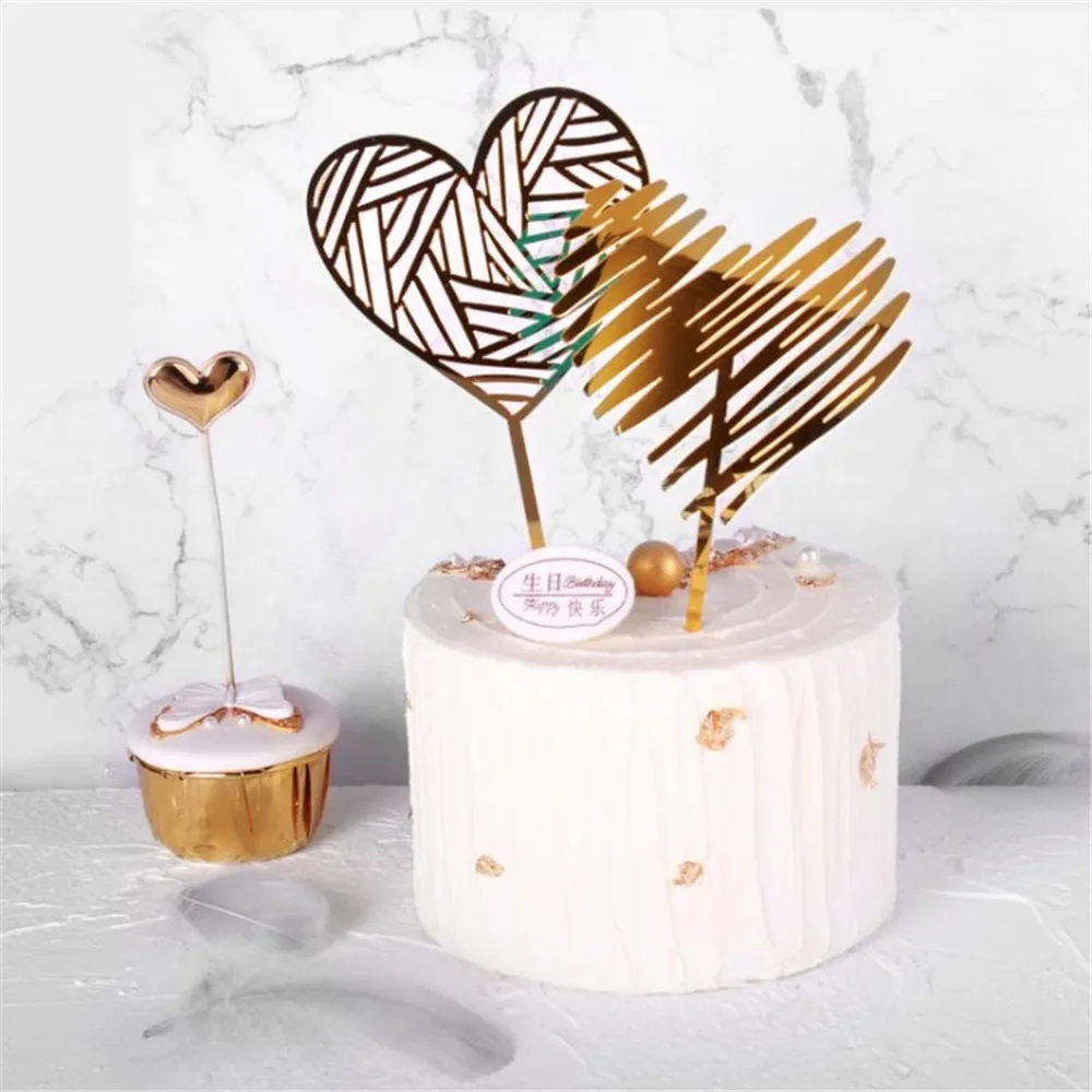 Золотая акриловая чашка Топпер для торта в форме сердца &quotсделай сам&quot