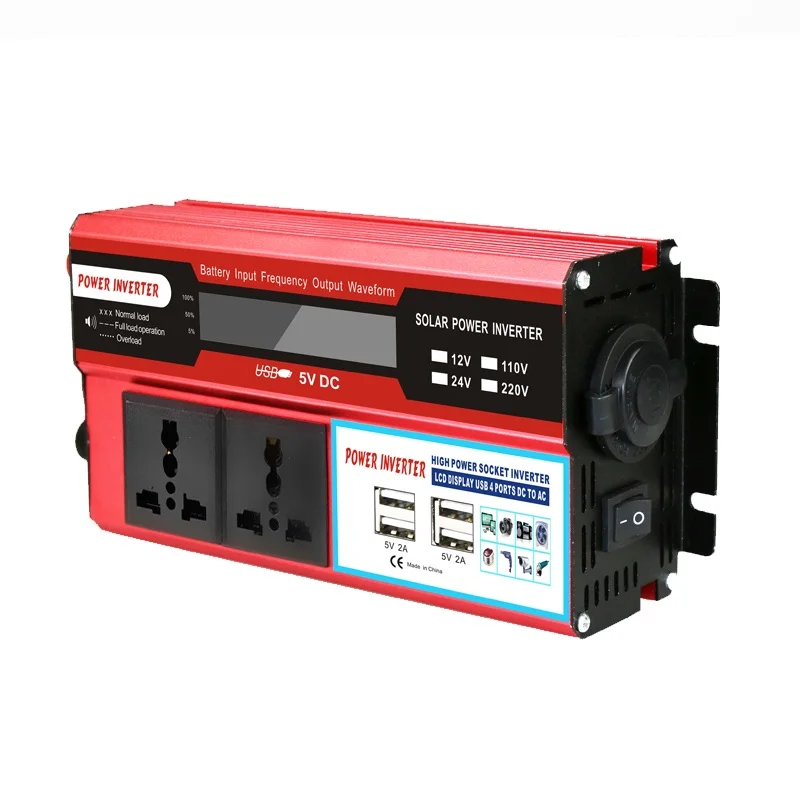 12V KROAK 4000W 4 USB инвертирующий усилитель мощности с 12В постоянного тока/24 V к переменному току 220 V автомобильный адаптер зарядки преобразователь ЖК-дисплея с модифицированной синусоидой, трансформатор - Цвет: 12V