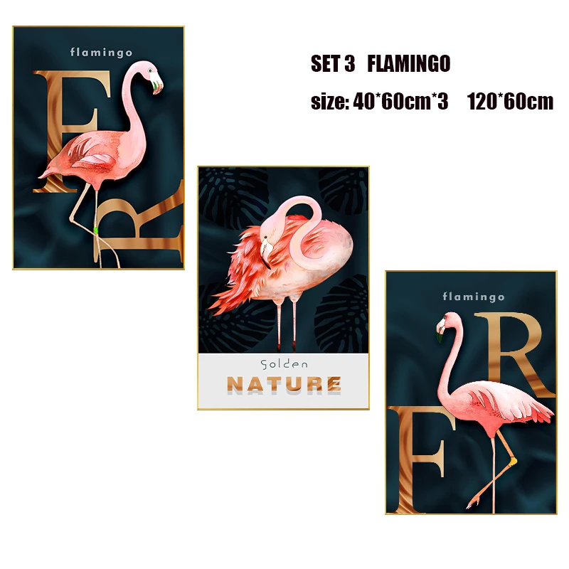 

Modern Flamingo Home Interior Ornamental Decoration Picture Printing On Canvas Poster Wall Arts Decor For Diningroom Set 3
