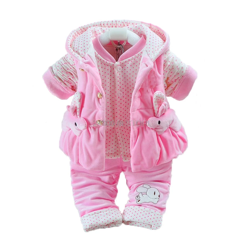 

Newborn Baby Boys Girls Plus velvet Vest+Coat+ Pants Kids Infant 3Pcs suit Winter Thicken Warm Jumpsuit Rompers Christmas Pajama