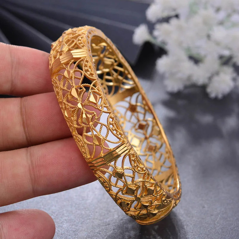 

Wando 1Pcs/lot Trendy Arab Dubai Gold Color Bangles for Women Wedding Africa Jewelry Bracelet Jewelry Ethiopian Halloween Gift