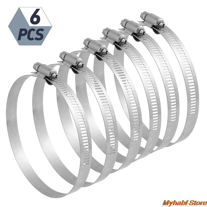 

6pcs/lot Stainless Steel Hose Clamp Dia 91-114mm Drive Hose Clamp Ring Hoop Hose Clip for Sealing Pipe Hardware Accessories