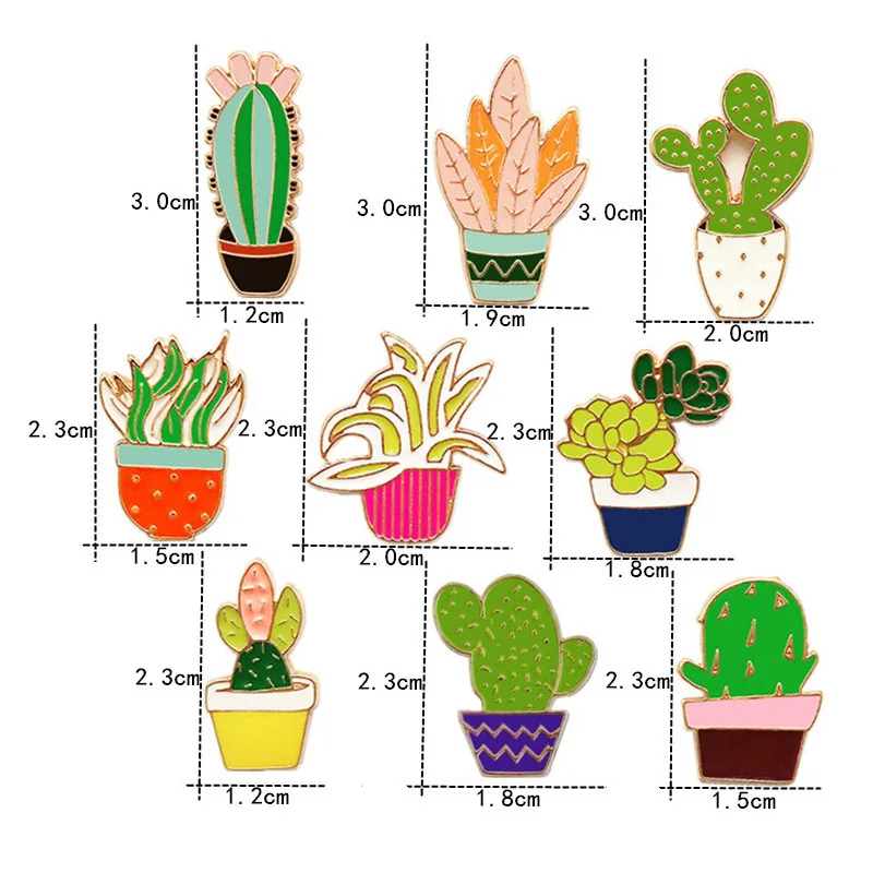 Модные броши в виде мультяшного кактуса милая эмалированная мини-брошь растения