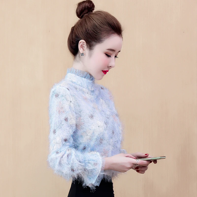 Половина Рубашка с рукавами весна 2019 осень прохладный блузки v-образным вырезом