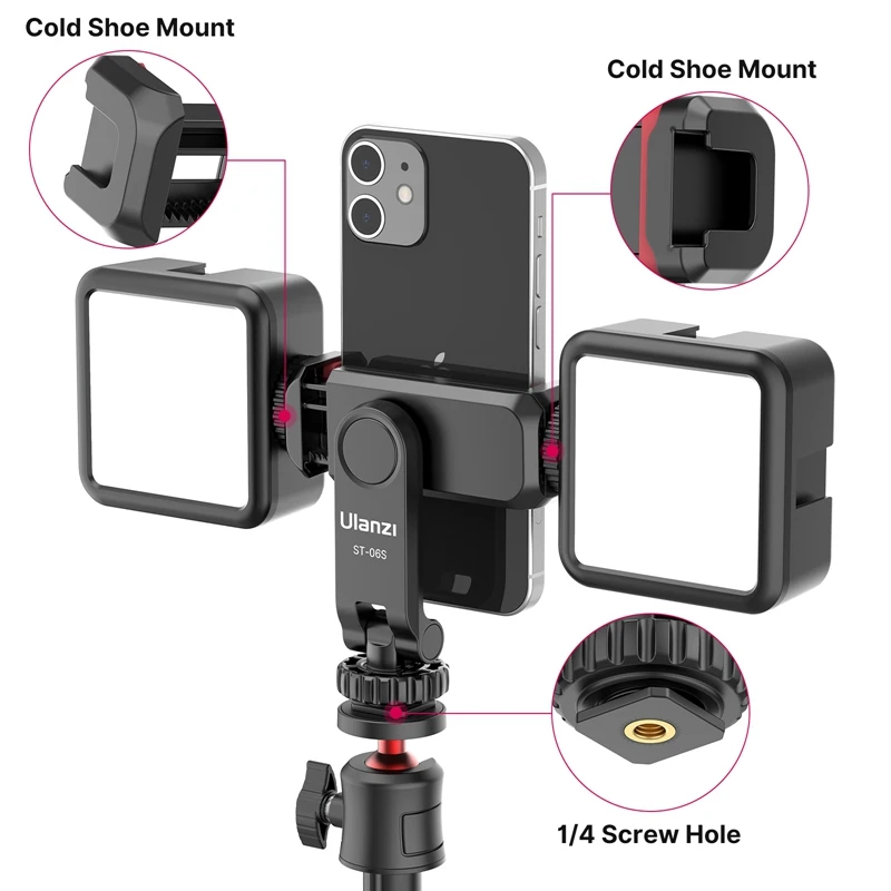 ulanzi st 06s 360°rotatable phone holder vertical shooting phone mount tripod mount with cold shoe phone clip clamp vlog video free global shippi