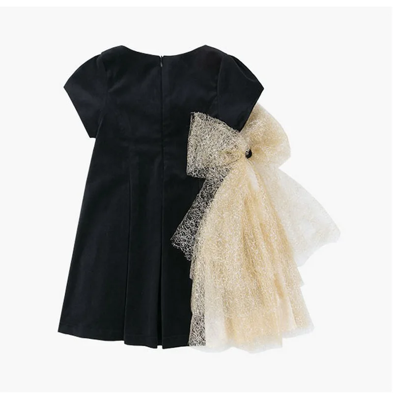 Бархатное платье для девочки цвета шампанского из золотой проволочной сетки с