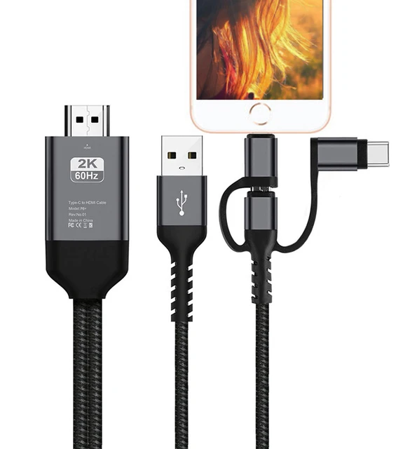 HD 1080P USB беспроводной Wifi зеркальный экран адаптер кабель для iPhone 11 12 13 8 iPad iOS Micro Type C