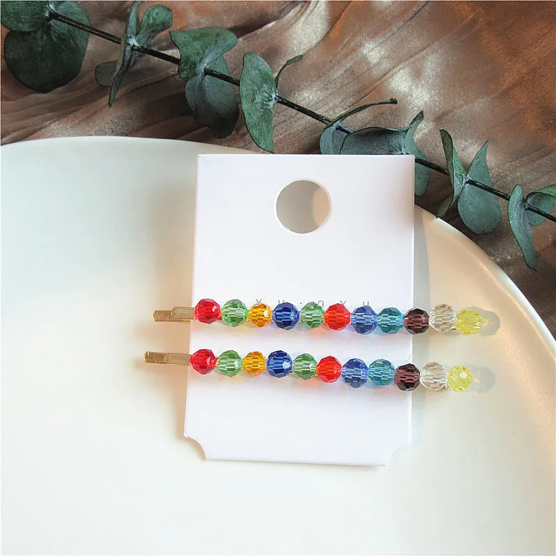 Заколка для волос девочек 2 шт./компл. в Корейском стиле с радужными хрустальными