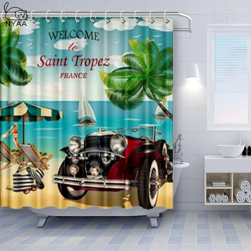 Шторы для душа Vixm Tiki Деревянные Планки стен стилизованные Коктейльные занавески