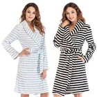 Женские ночные рубашки в полоску, зимние мягкие фланелевые халаты, супертеплый банный халат из кораллового флиса, женский халат-кимоно, халат, халаты, 2019