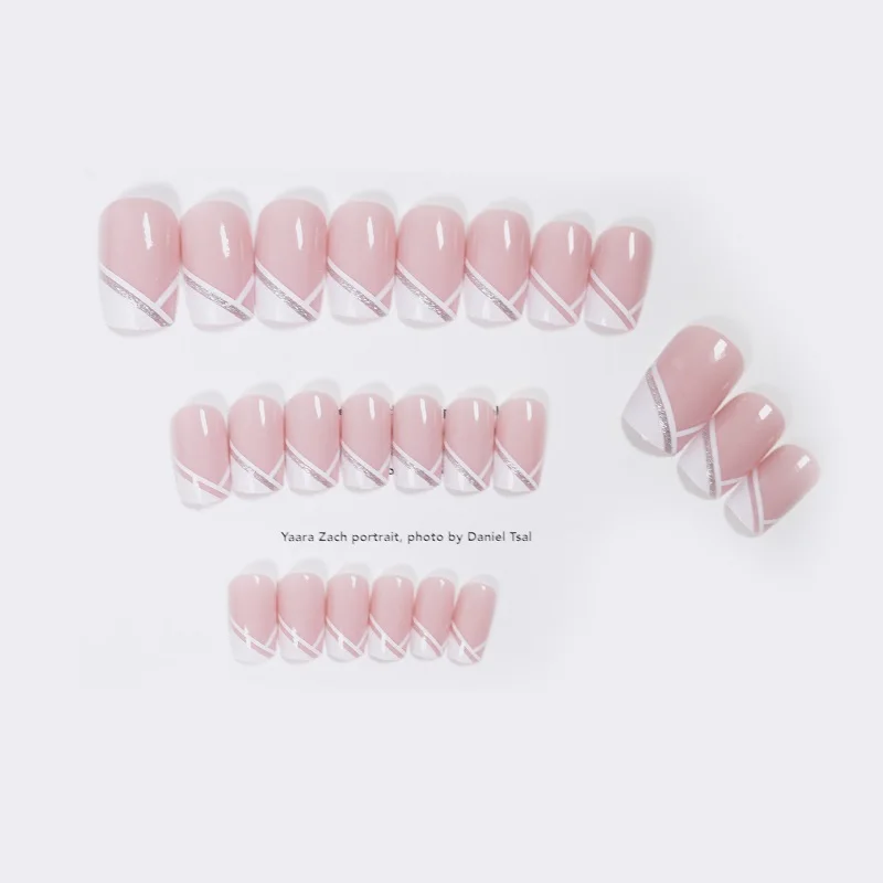 GAM-BELLE Natural Nude White Glitter French False Nails Square Shape UV Gel Artificial Nail Tips Full Cover Manicure Beauty Tool | Красота и