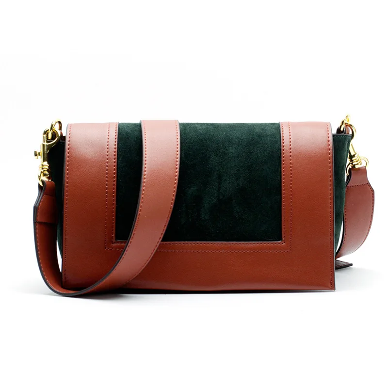 

Europe and the United States new products adjustable wide shoulder strap matte small square bag hit color leather women's bag