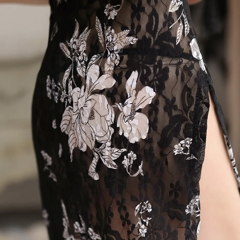 Женское кружевное вечернее платье Qipao современное винтажное сексуальное женское
