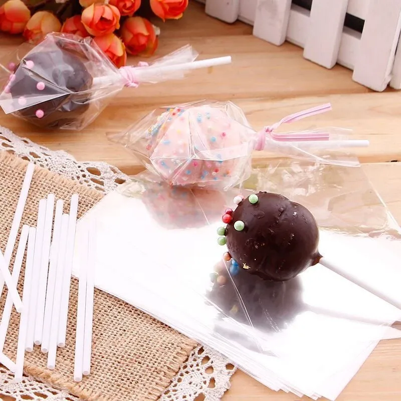 100 шт./пакет DIY прозрачные плоские пластиковые пакеты с открытым верхом