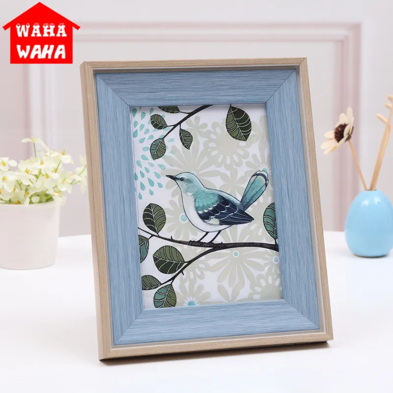 Винтажная фоторамка горячая Распродажа, голубая/Розовая/зеленая/деревянная, для домашнего декора, деревянная рамка в стиле ретро, домашняя ...