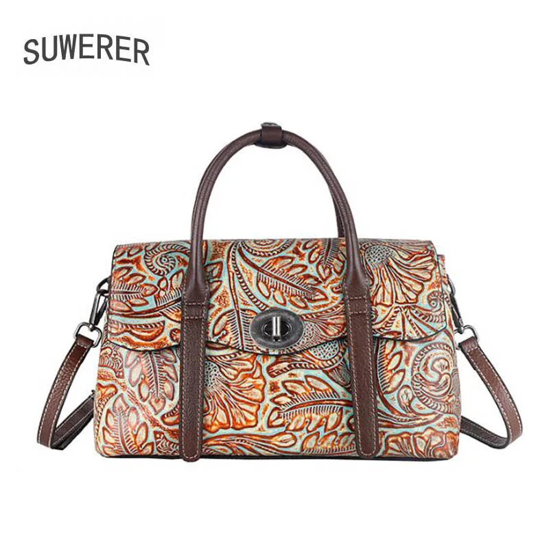 

New Genuine Leather Women Bag Vintage embossing bag luxury handbags women bags designer cowhide leather bag fashion handbags