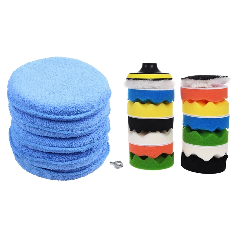 

1 Set Polishing Buffing Pad Auto Car Polishers and Buffers Wax Set & 10 Pcs Car Waxing Polish Applicator Detailing Pads