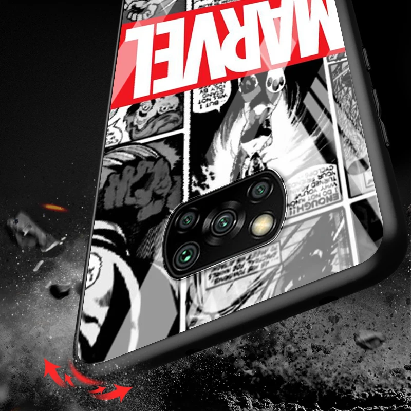tempered glass hot new shell luxury cover marvel avengers logo superhero for xiaomi poco f3 f2 x3 nfc x2 m2 pro phone case free global shipping