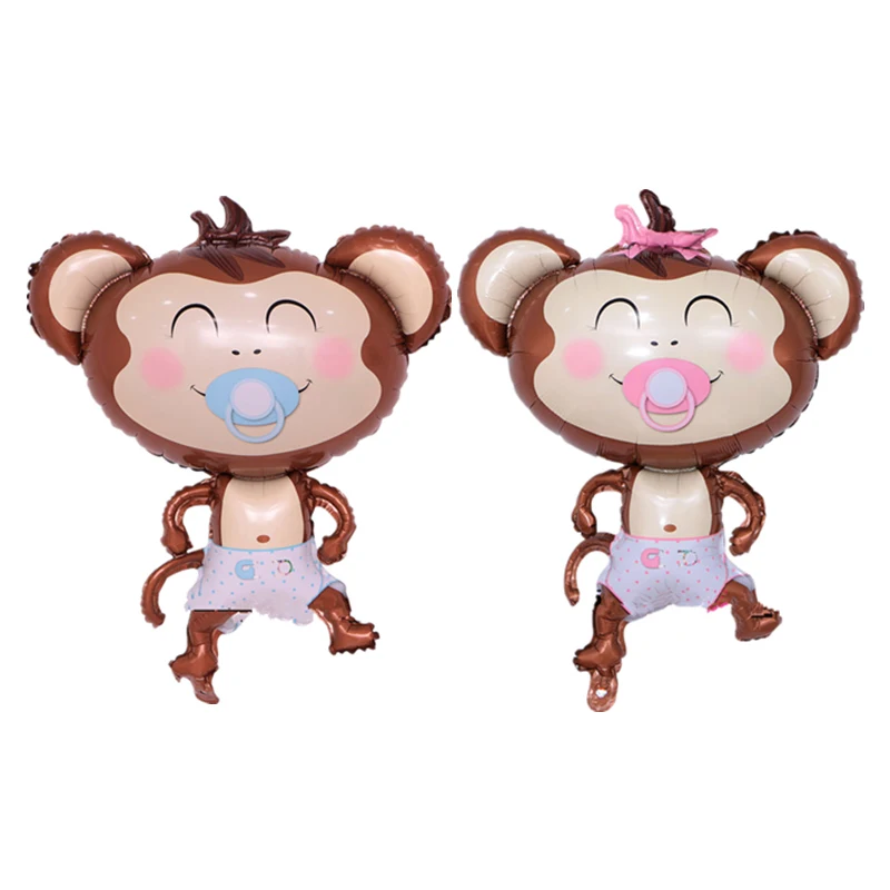 

40 Inch Large Happy Pacifier Monkey Foil Balloon Cartoon Inflatable Air Balloon for Baby Shower Kids 1st Birthday Party Decor