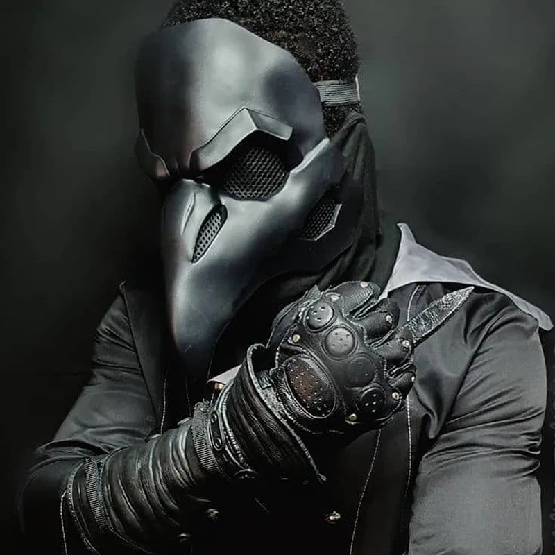 Крутая ПВХ маска OW в стиле панк ворона жнец Nevermore кожаные маски птицы длинный нос