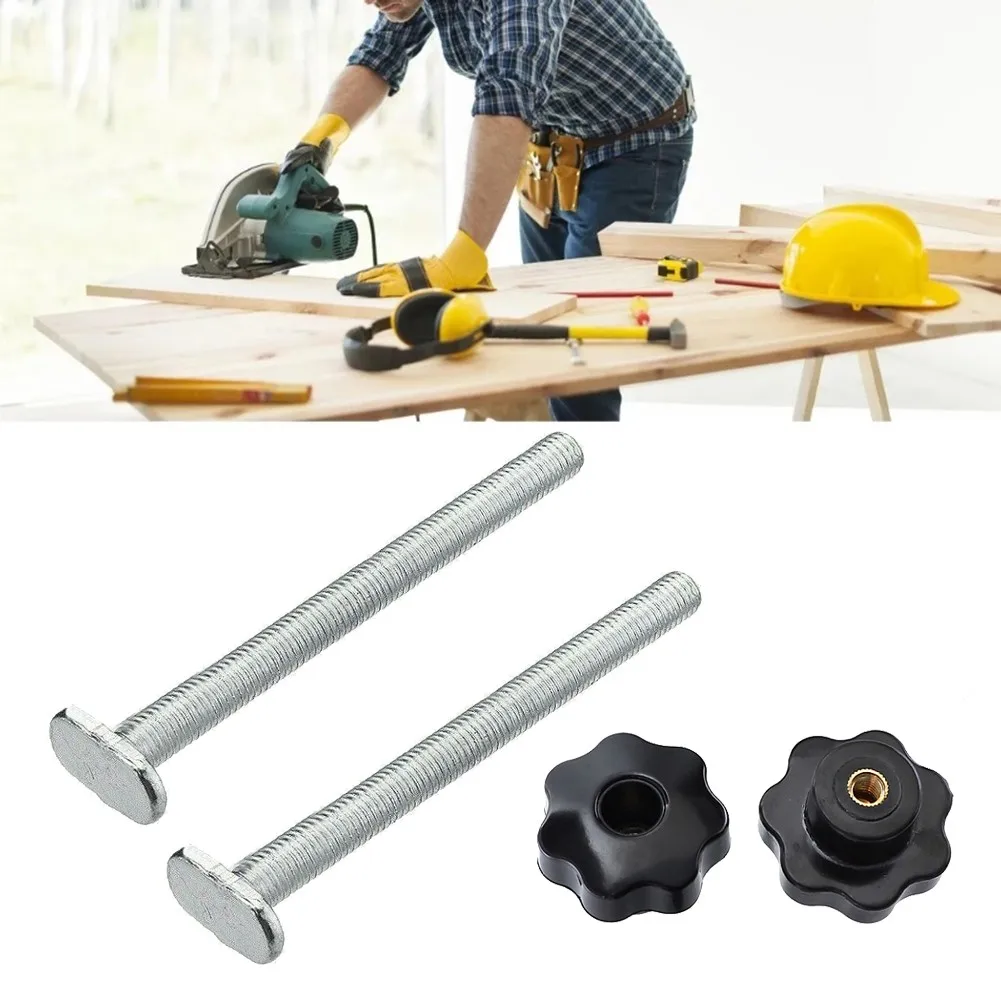 

2 Sets T Slot M8x100mm T-Slider Bolt With Thumb Knob For Miter Track T-Track New And High Quality.