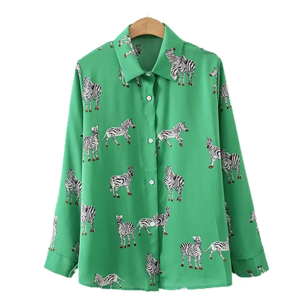 

Женская однобортная рубашка с отложным воротником и длинным рукавом