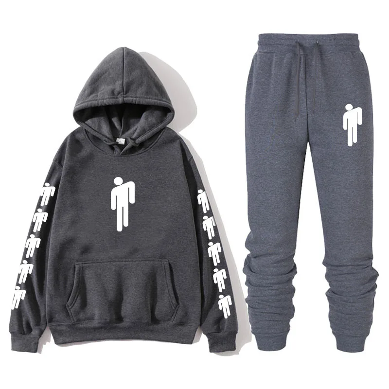 Dark gray Billie Eilish осень зима тренировочный spak Vrouwen Mannen толстовки повседневные Pak Vrouwen Kleding Pak Беговые Брюки спортивные Su - Цвет: Dark gray